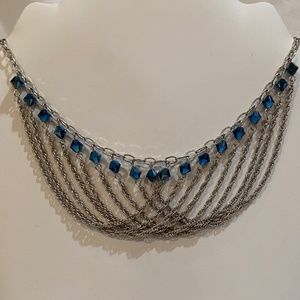 Touchstone Crystal Blue Chain Necklace, Original Box with Sleeve